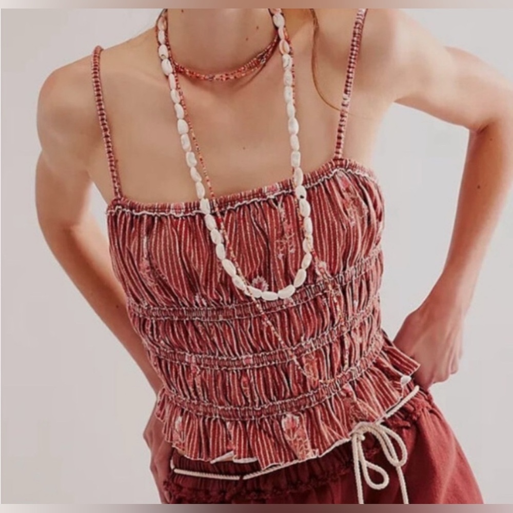 Free People Dolce Vita Tank in Brown Combo size Large NWT